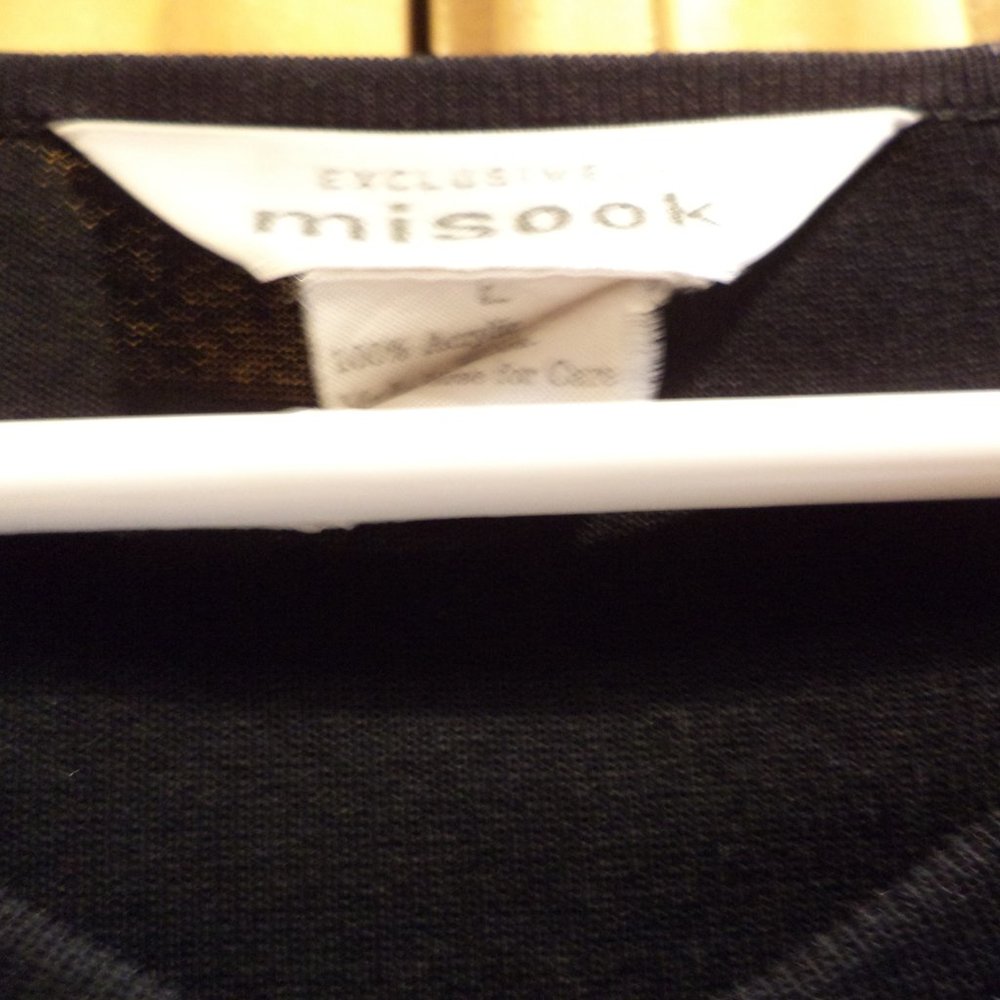 Misook Woman's Blouse Top- V-Neck Shirt~Black with Pink + Purple Stripes ~Large - Picture 4 of 5